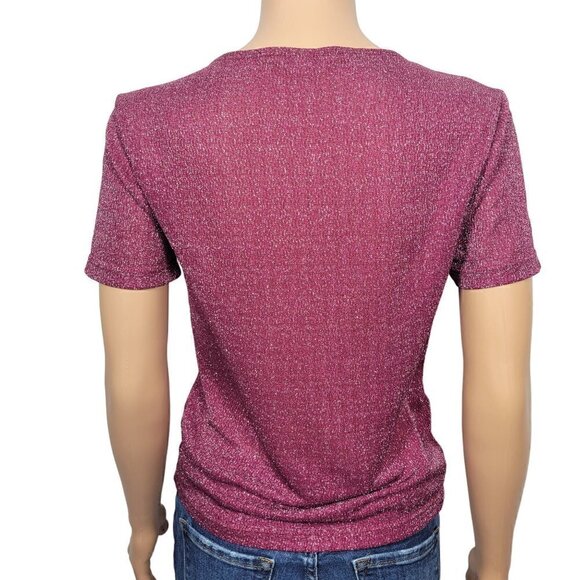 Seven Seven Women's Sparkly Berry Pink Short Sleeve Top in a Size Small - Picture 7 of 10